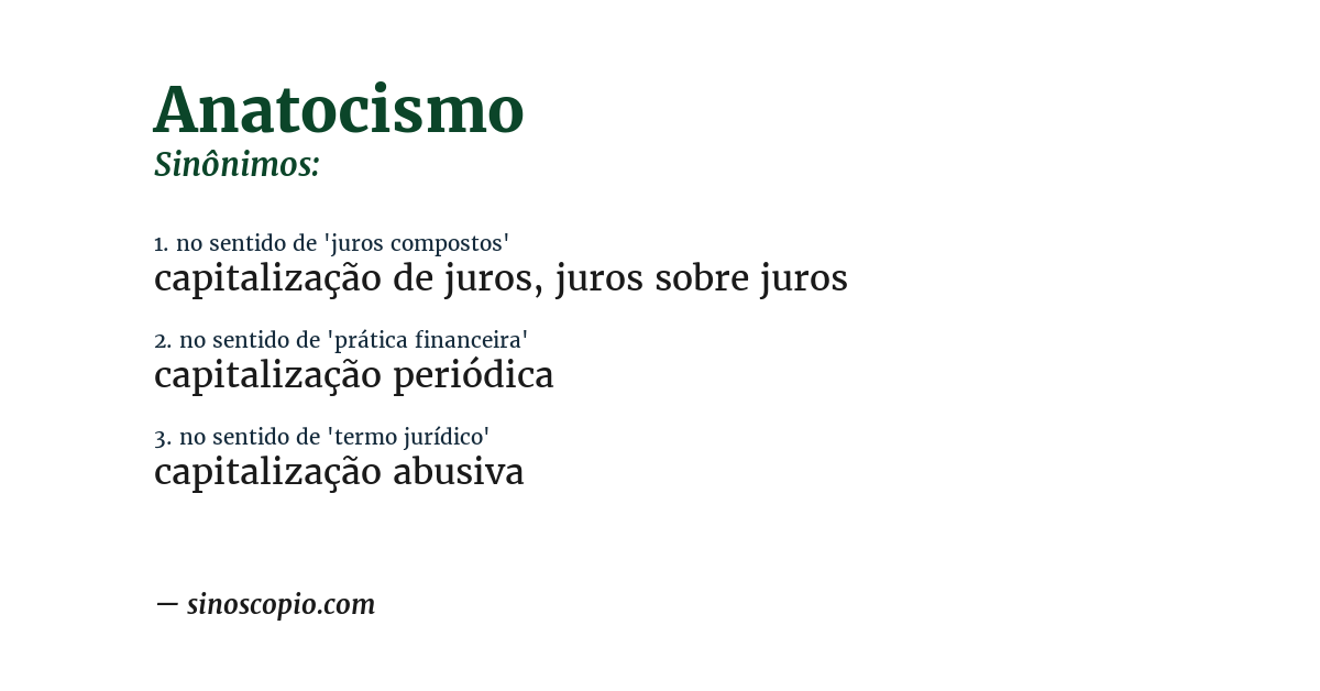 Sinônimo de anatocismo