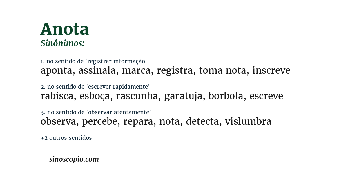 Sinônimo de anota