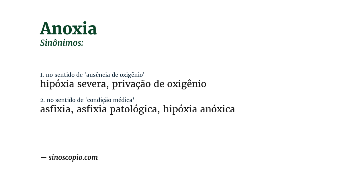 Sinônimo de anoxia