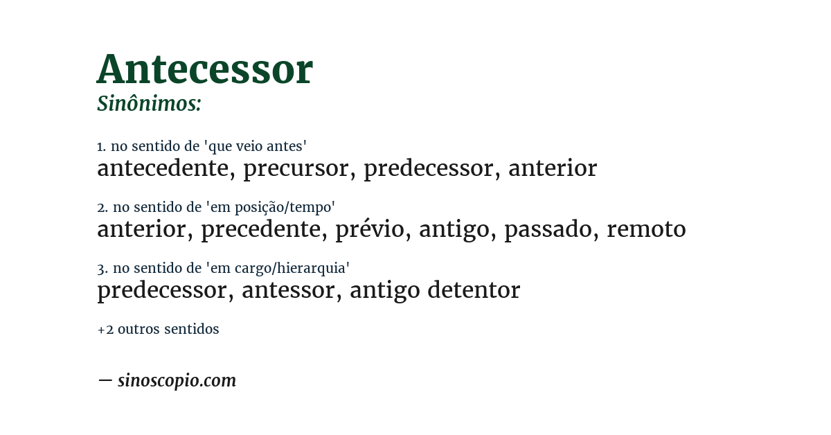 Sinônimo de antecessor