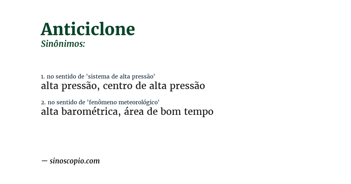 Sinônimo de anticiclone