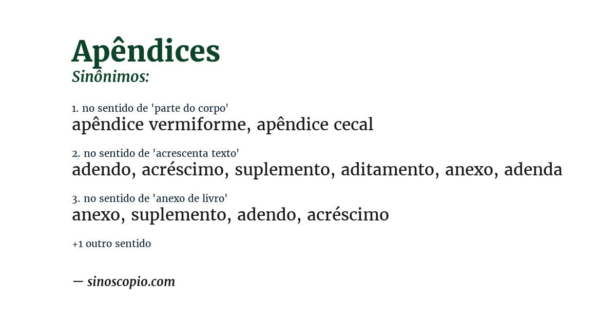 Sinônimo de apêndices