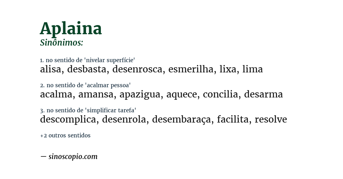 Sinônimo de aplaina