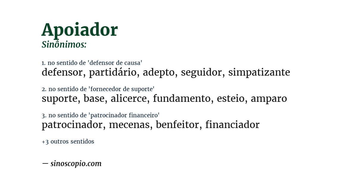 Sinônimo de apoiador