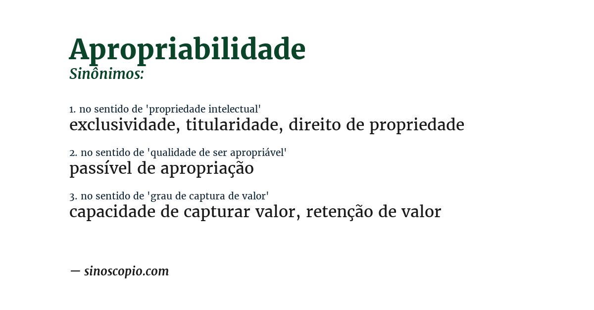 Sinônimo de apropriabilidade
