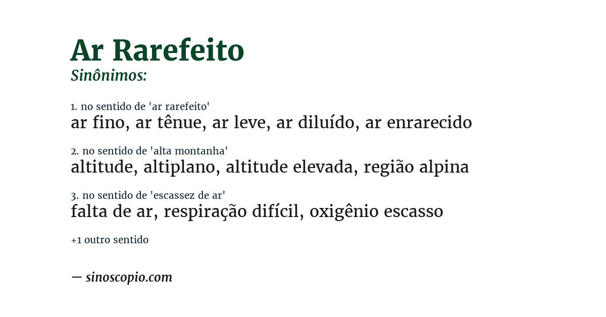 Sinônimo de ar rarefeito