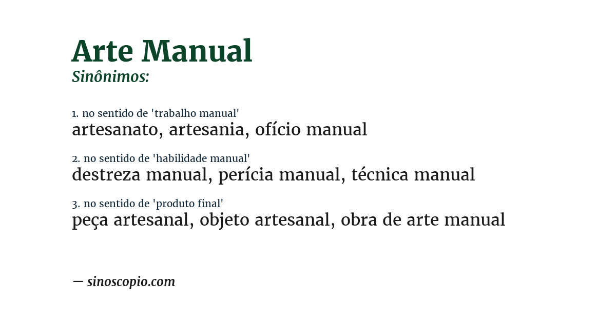 Sinônimo de arte manual