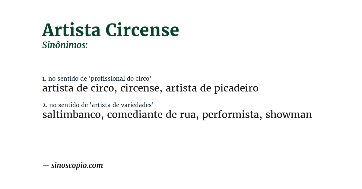 Sinônimo de artista circense