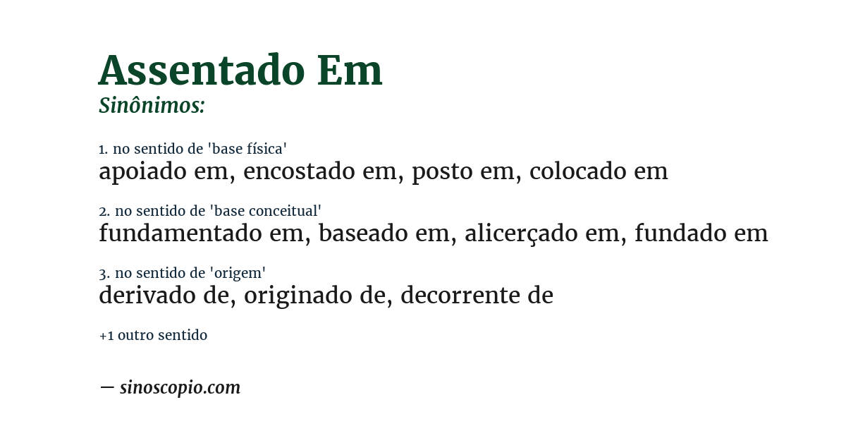 Sinônimo de assentado em