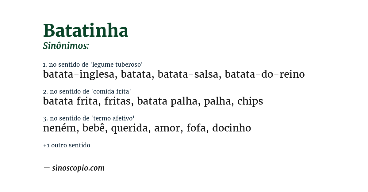 Sinônimo de batatinha