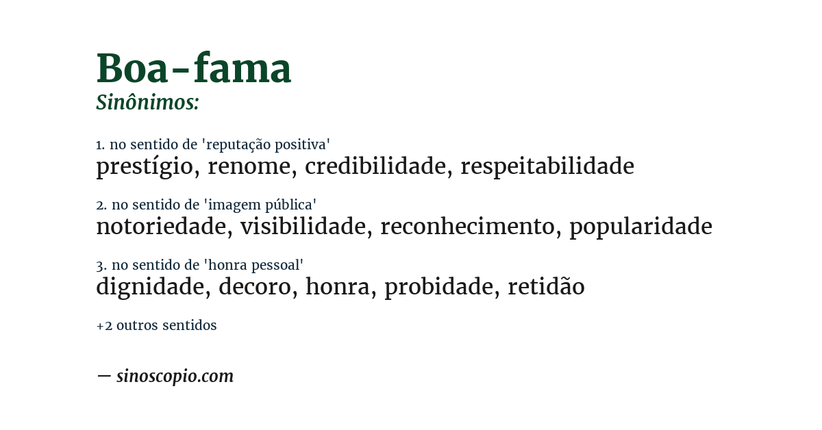 Sinônimo de boa-fama