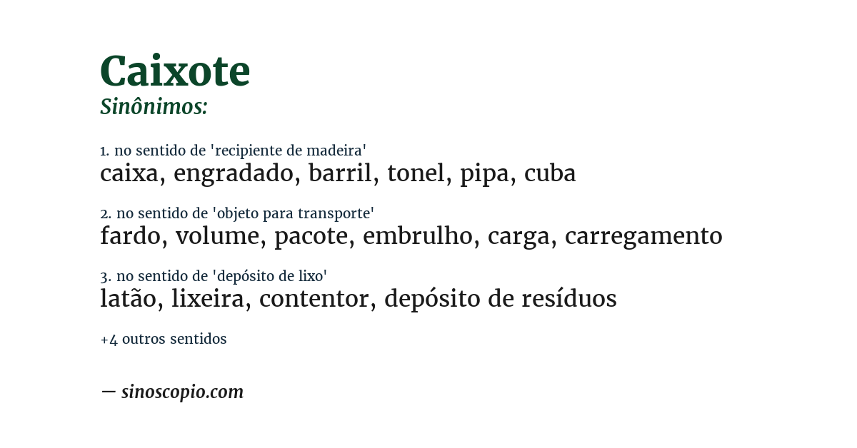 Sinônimo de caixote