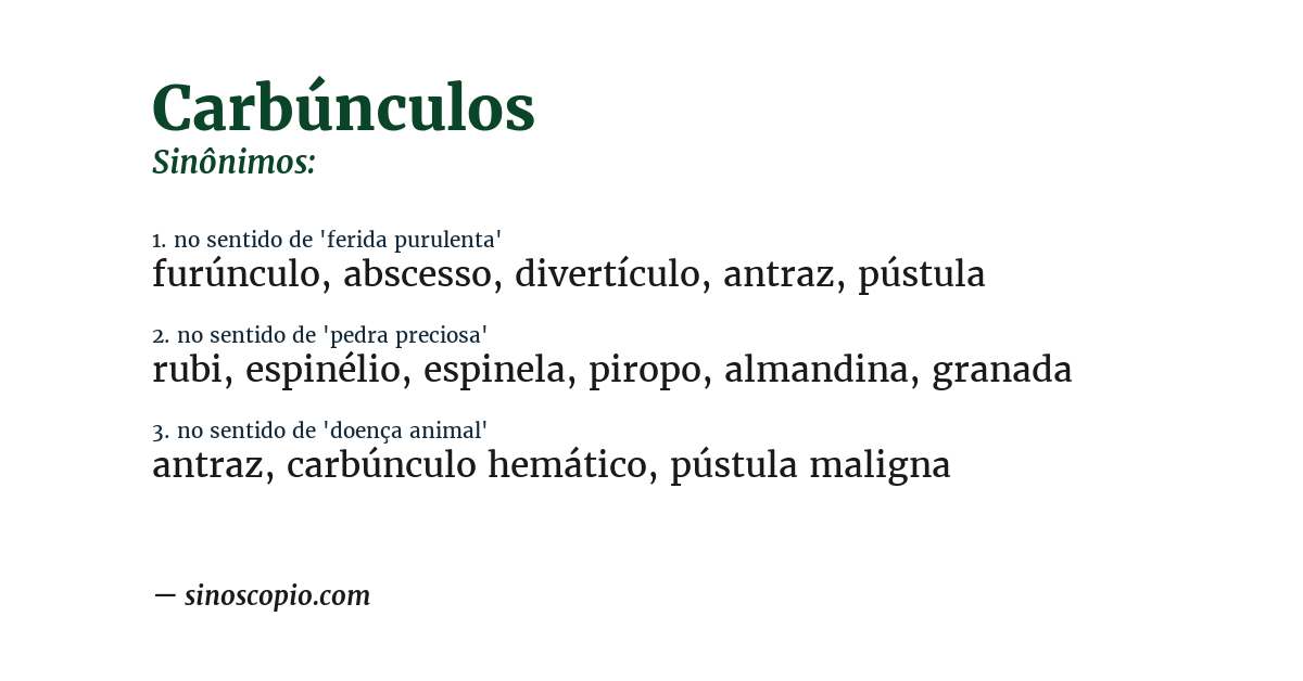 Sinônimo de carbúnculos