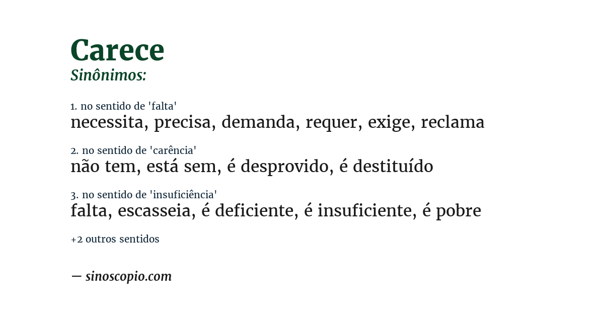 Sinônimo de carece