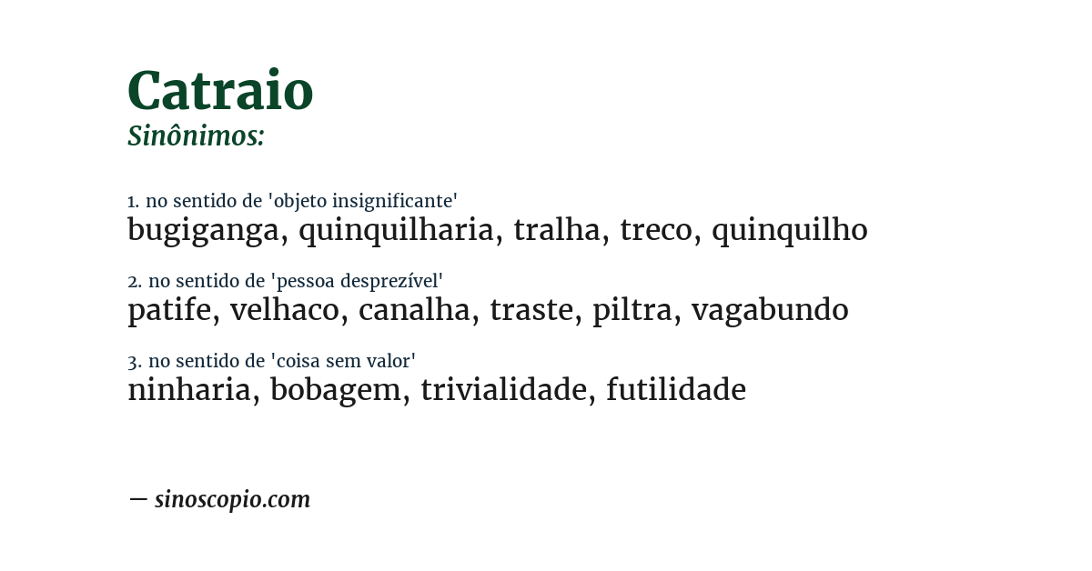 Sinônimo de catraio