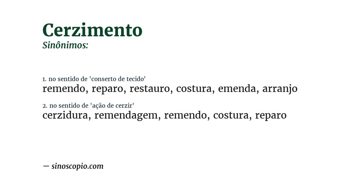 Sinônimo de cerzimento