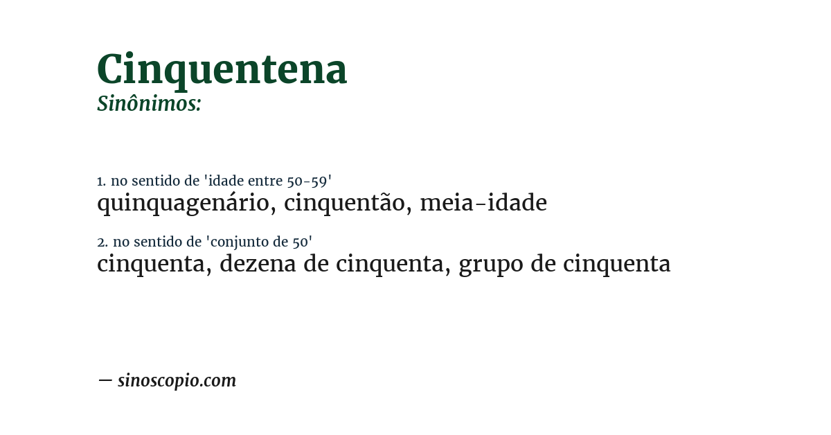 Sinônimo de cinquentena
