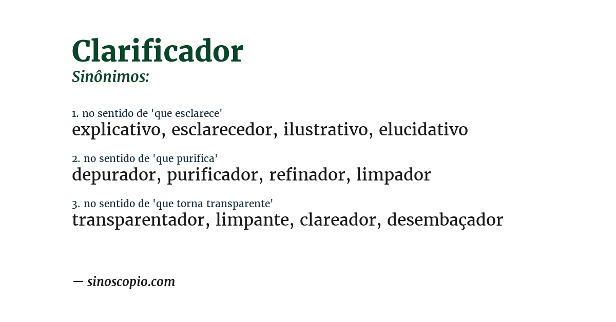 Sinônimo de clarificador