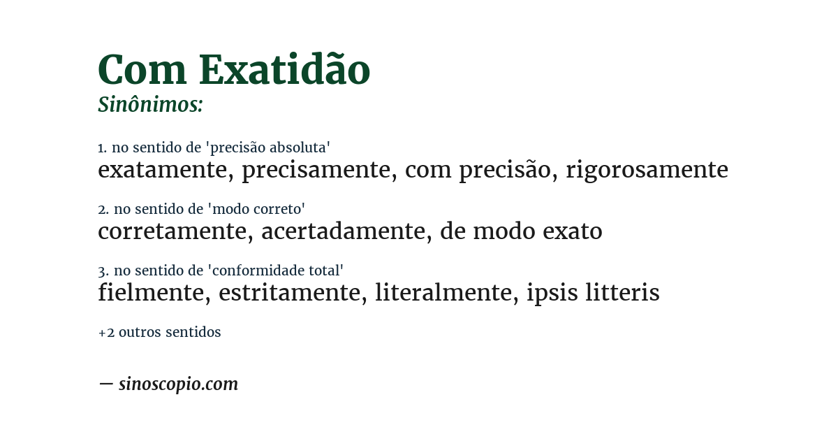 Sinônimo de com exatidão