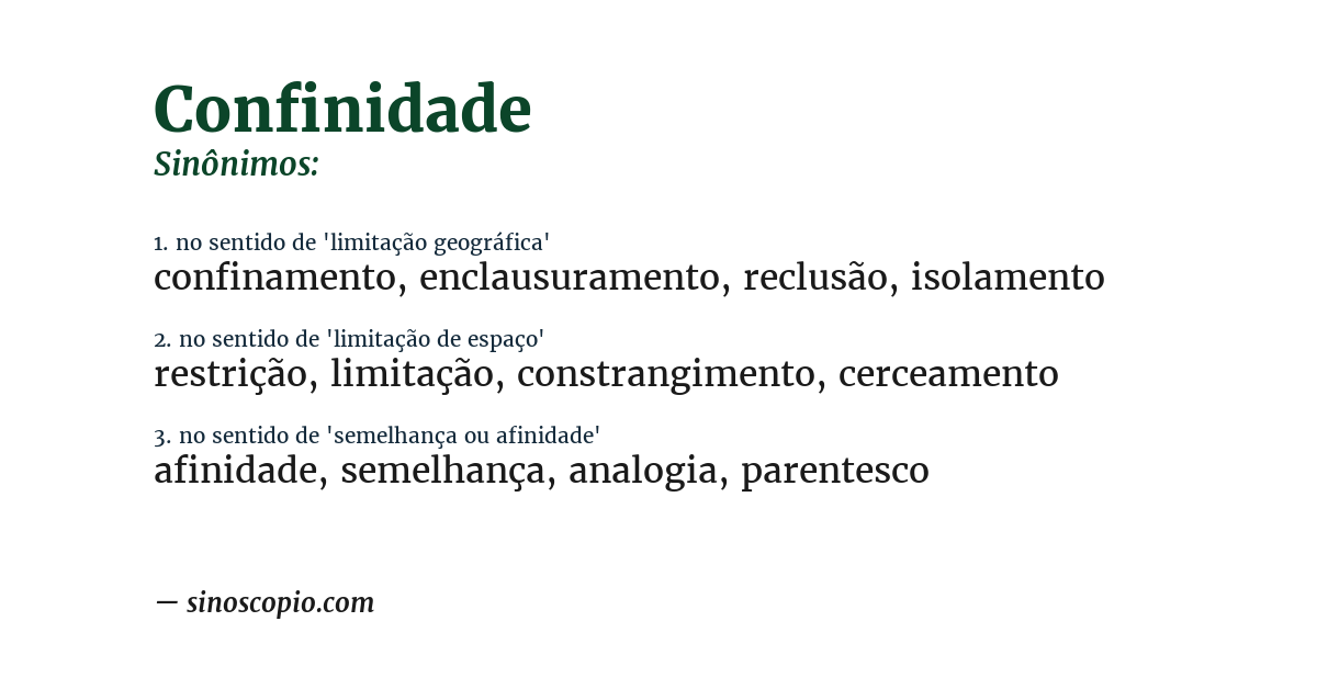 Sinônimo de confinidade