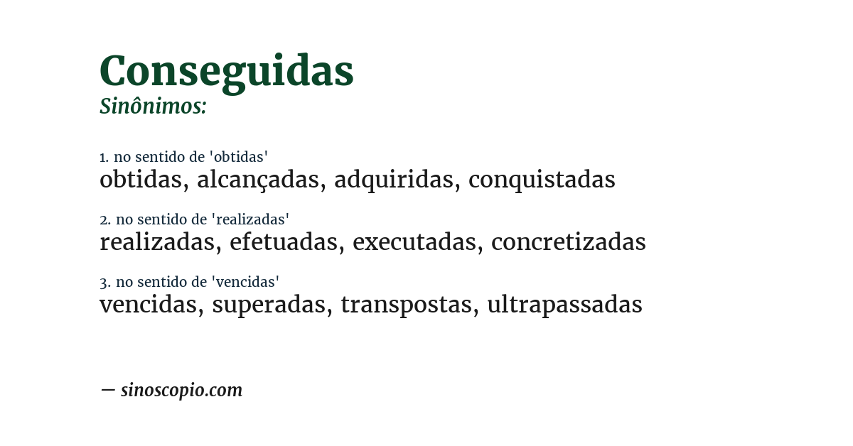 Sinônimo de conseguidas