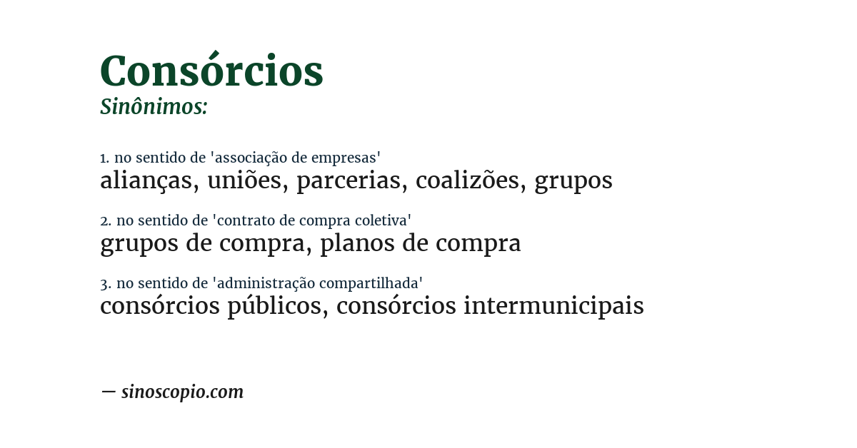 Sinônimo de consórcios