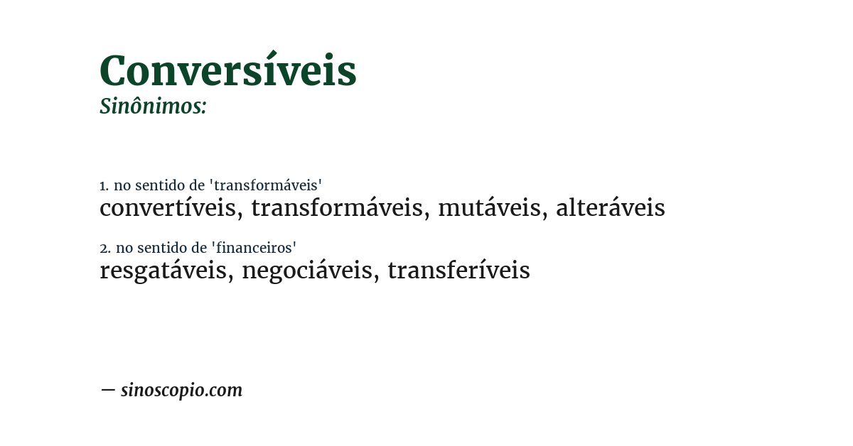 Sinônimo de conversíveis