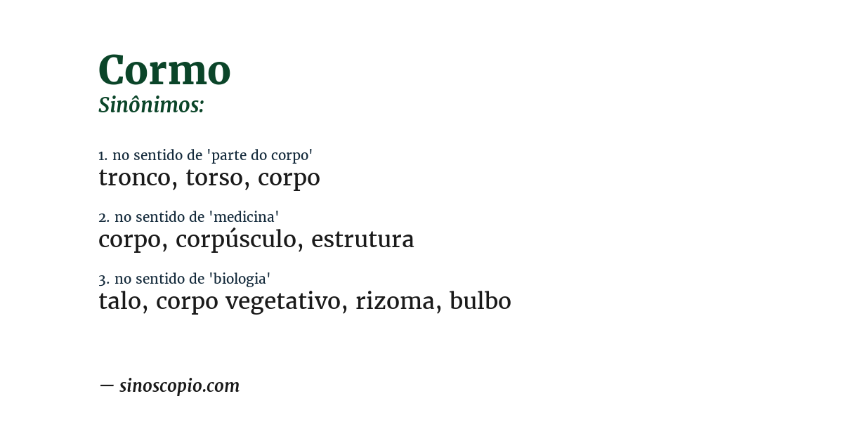 Sinônimo de cormo