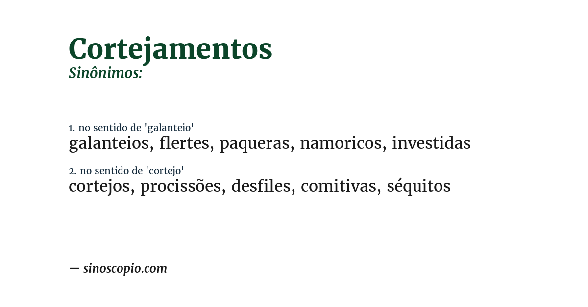 Sinônimo de cortejamentos