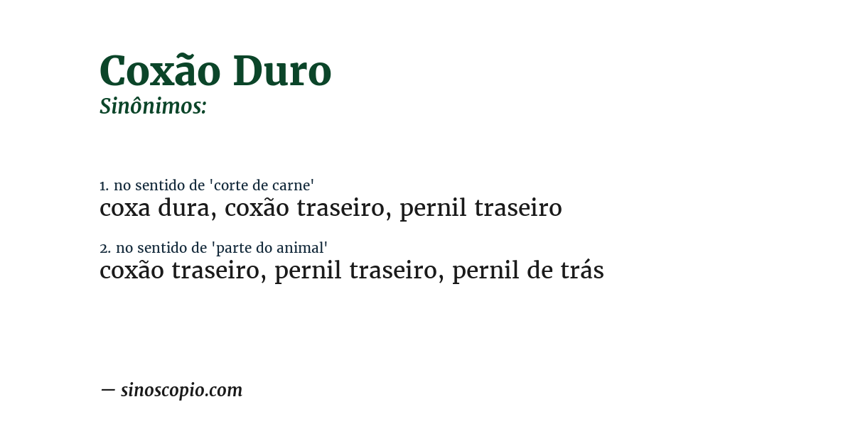 Sinônimo de coxão duro