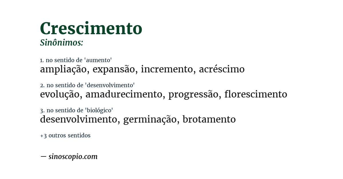 Sinônimo de crescimento