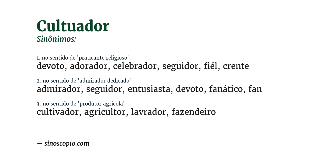 Sinônimo de cultuador