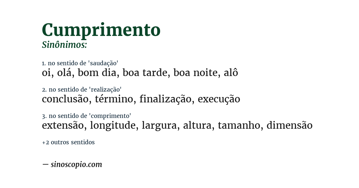 Sinônimo de cumprimento