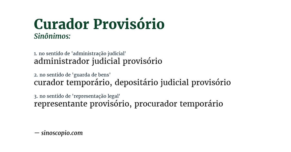 Sinônimo de curador provisório