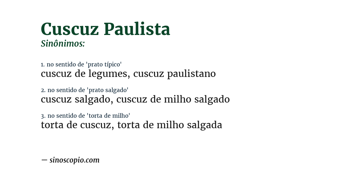Sinônimo de cuscuz paulista