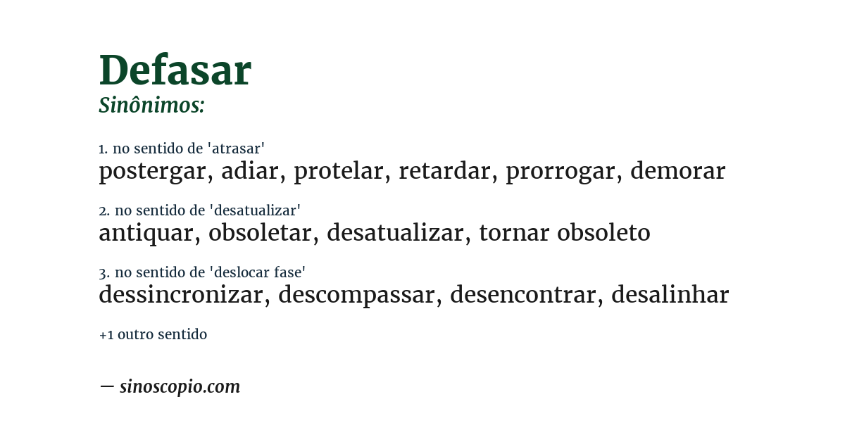Sinônimo de defasar