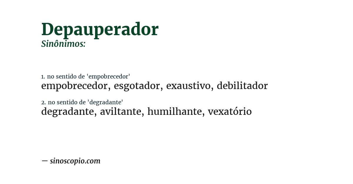 Sinônimo de depauperador