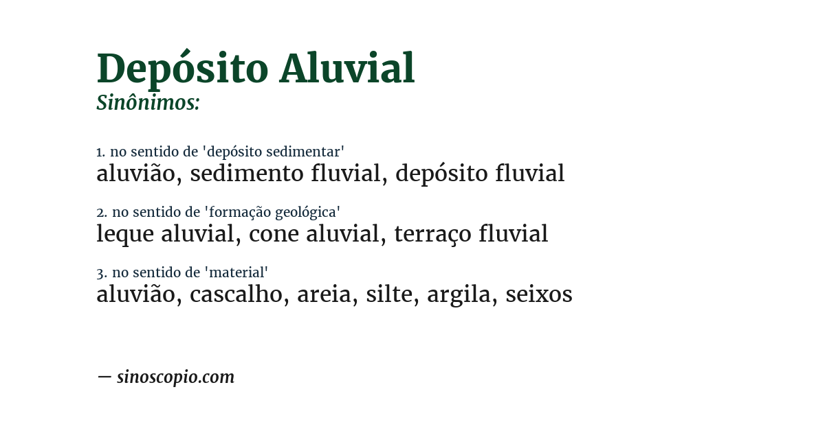 Sinônimo de depósito aluvial
