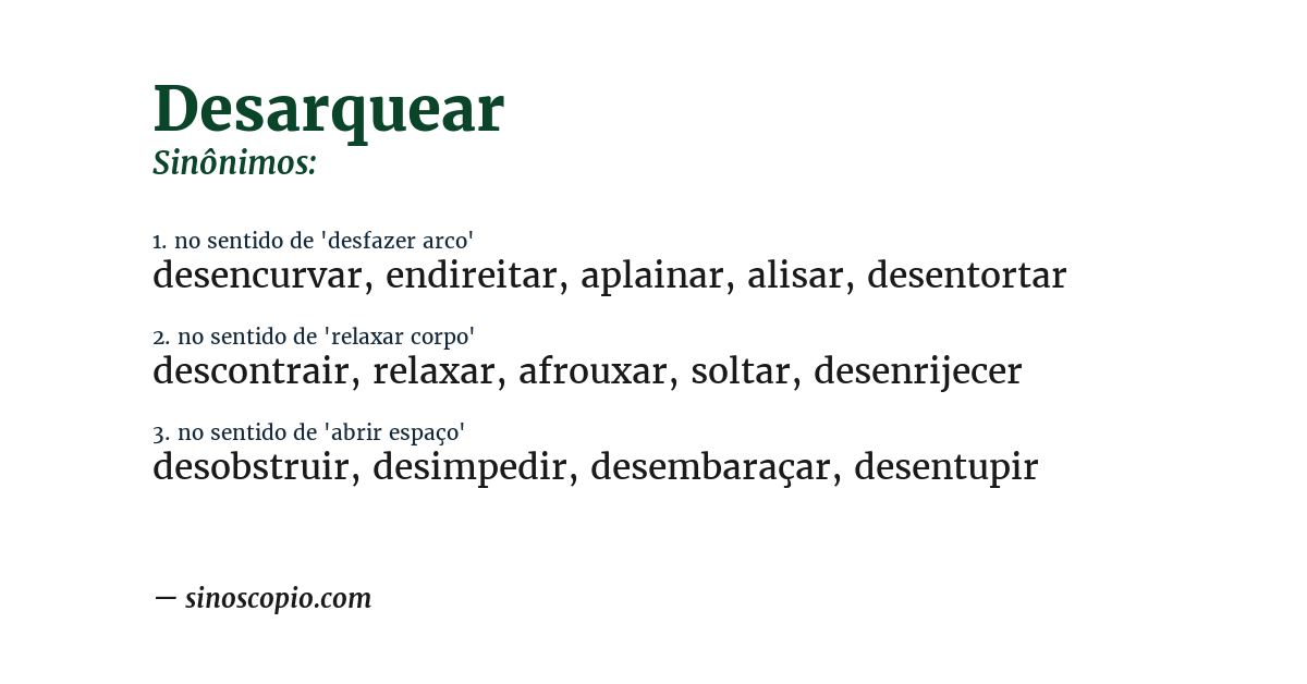 Sinônimo de desarquear