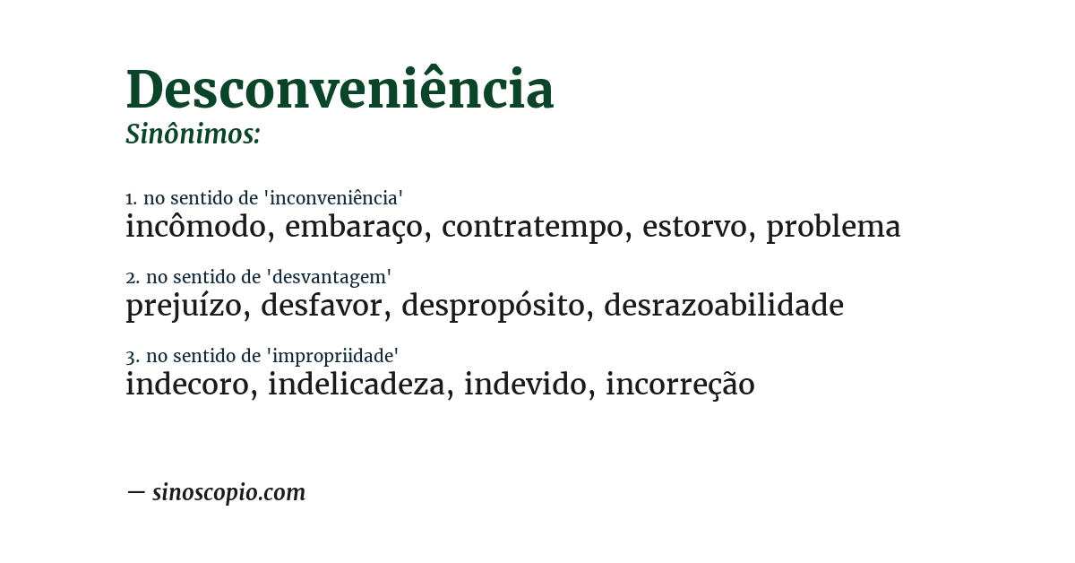 Sinônimo de desconveniência