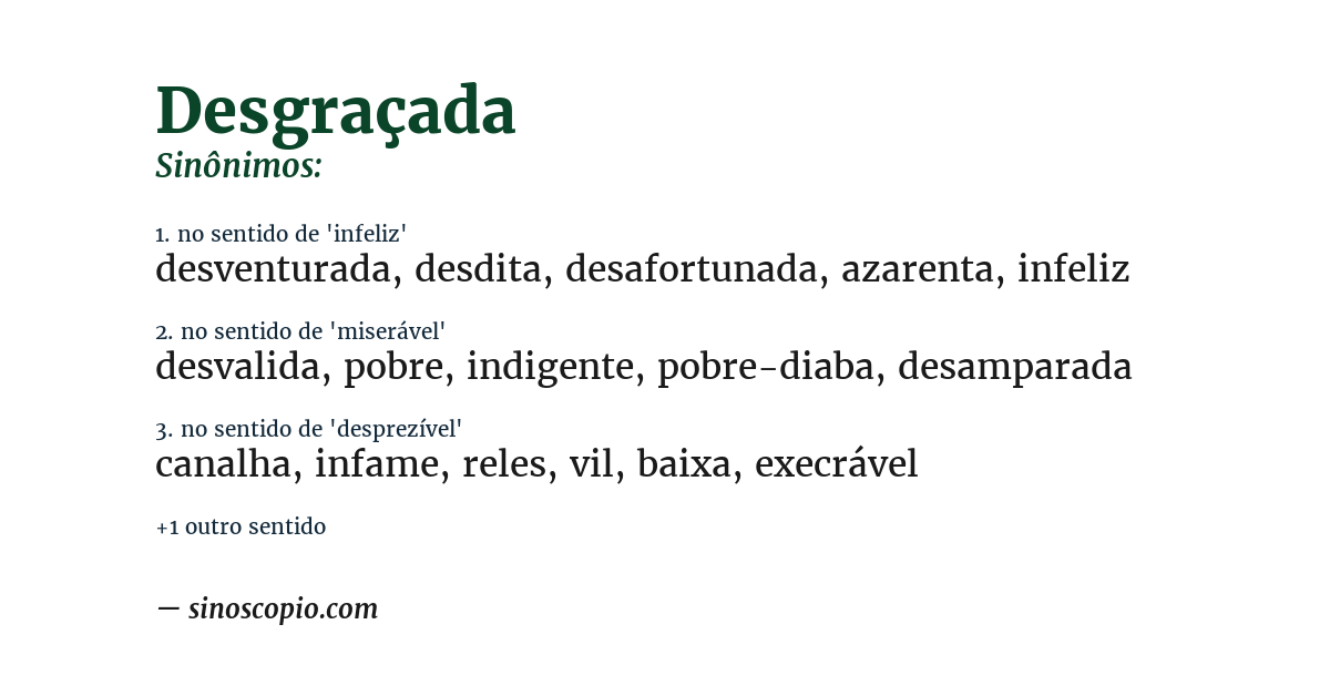 Sinônimo de desgraçada