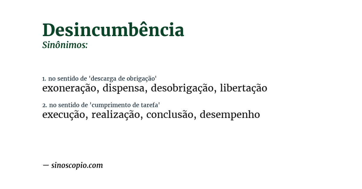 Sinônimo de desincumbência