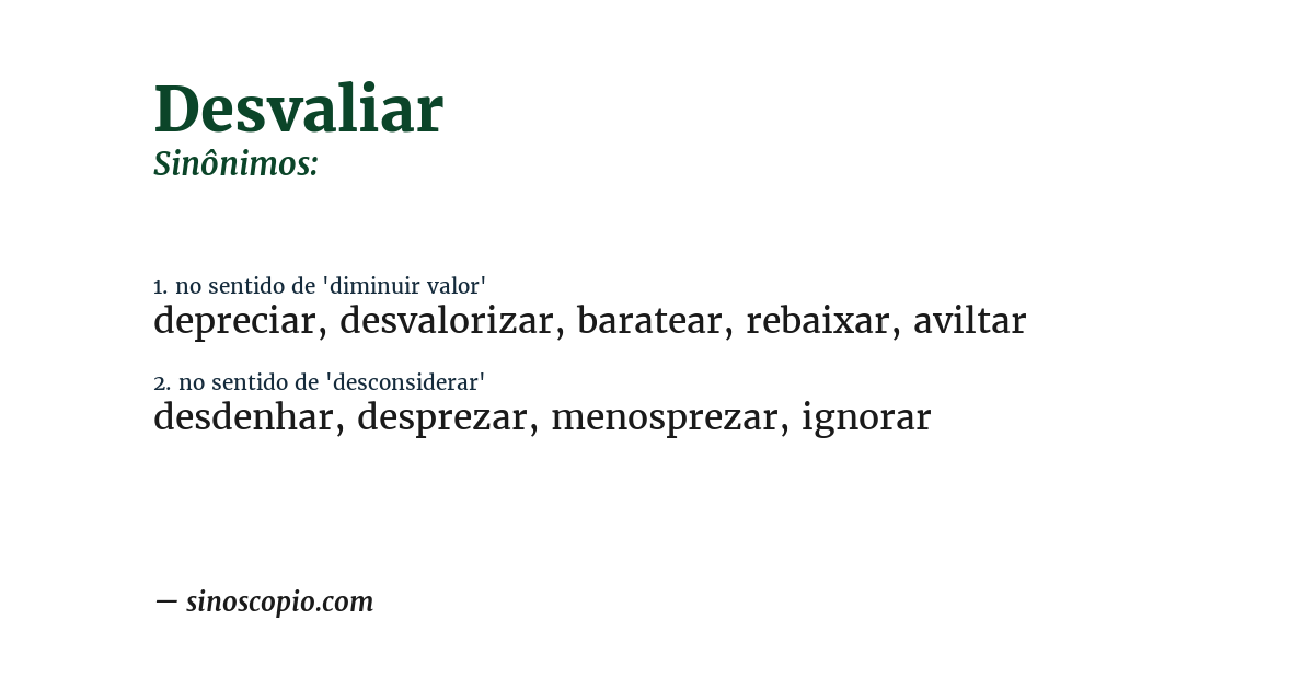 Sinônimo de desvaliar