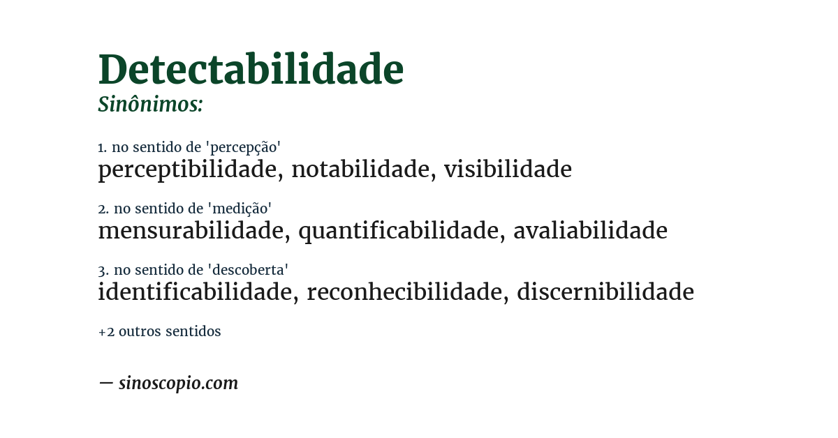 Sinônimo de detectabilidade