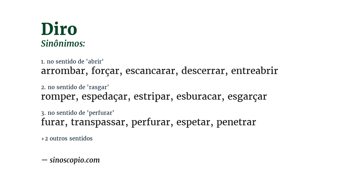 Sinônimo de diro