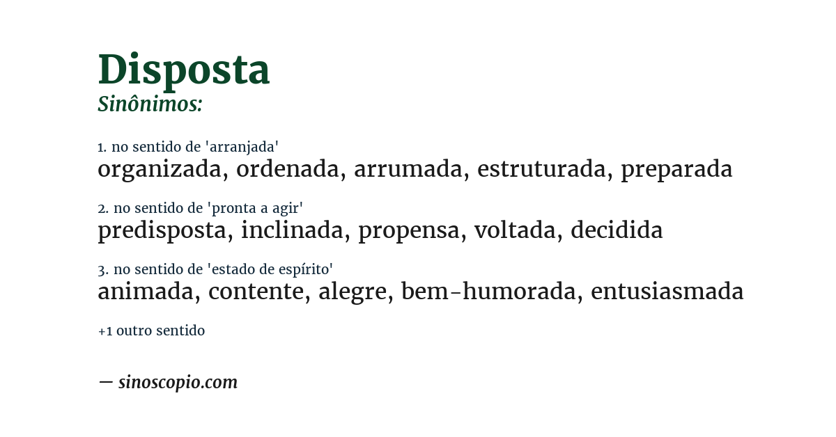 Sinônimo de disposta