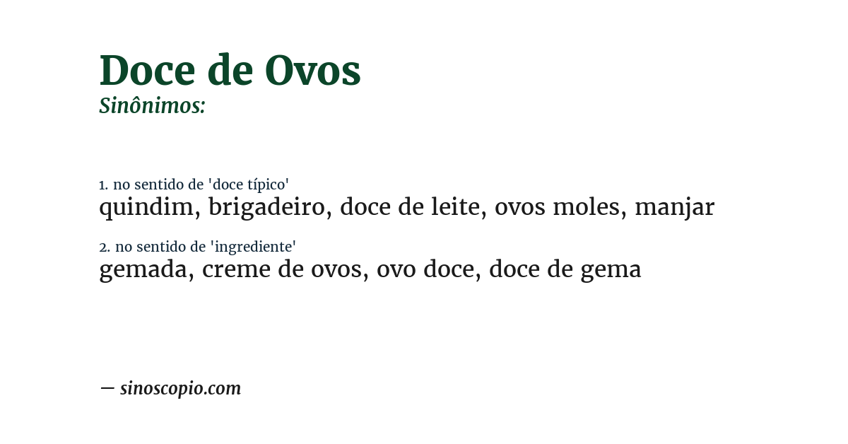 Sinônimo de doce de ovos