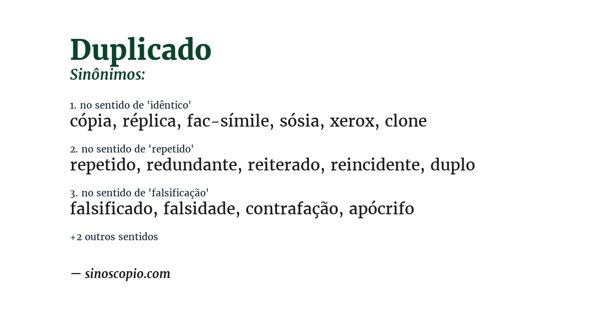 Sinônimo de duplicado