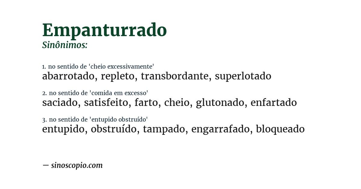 Sinônimo de empanturrado