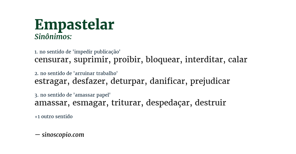 Sinônimo de empastelar